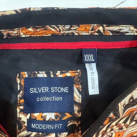 Silver Stone Men’s Paisley Shirt 3XL (Fits like XL) Brown Orange Modern NWOT - Picture 5 of 14